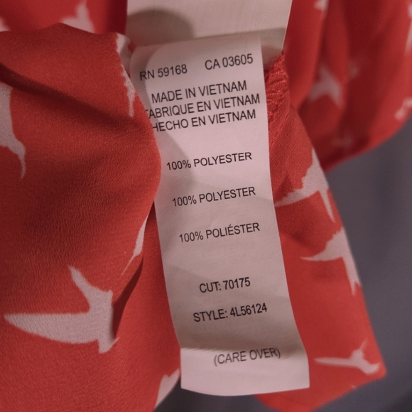 Karen Kane Asymmetric Blouse Hummingbird Design Angel Sleeve High Low Size Med - Picture 6 of 12